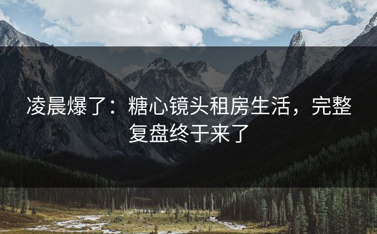凌晨爆了：糖心镜头租房生活，完整复盘终于来了